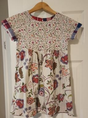 Tea Collection White Cotton Dress with Multicolor Floral Print